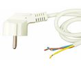 Câble d'alimentation AC, Fiche DE/FR Type F/E (CEE 7/7) - Extrémités nues, 2m, Blanc